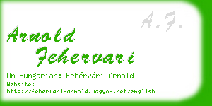 arnold fehervari business card